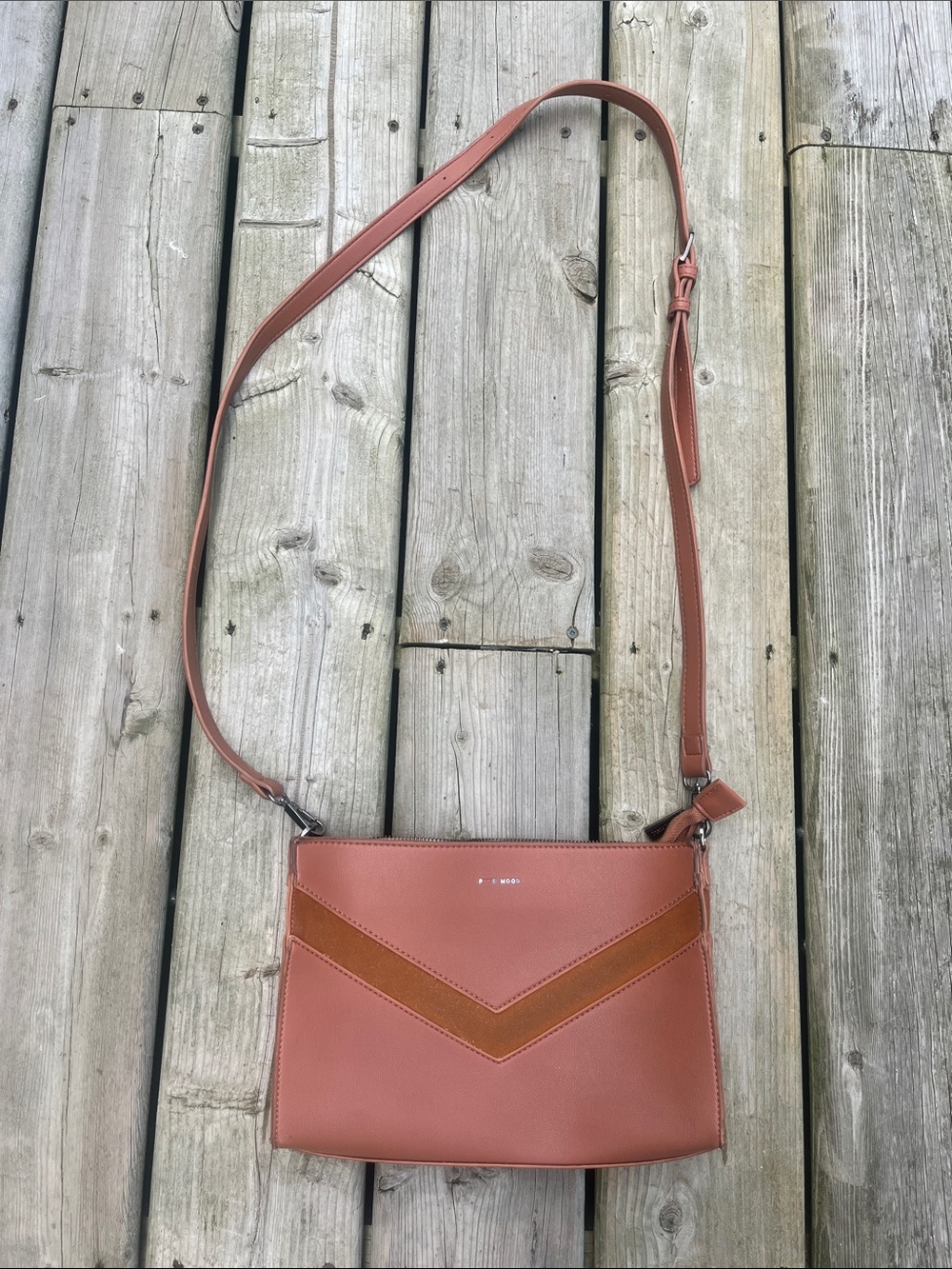 Pixie Mood Rose Tan Chevron Crossbody Bag